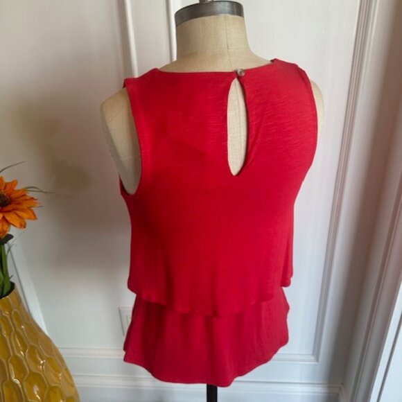 Deletta Anthropologie NWT Coral Red Asymmetrical Top - Picture 7 of 16